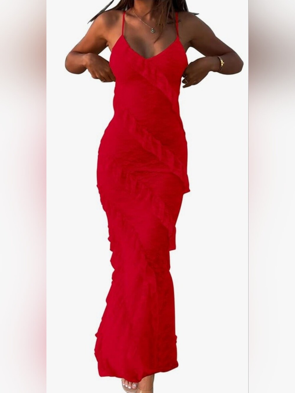 New V-Neck Ruffle Maxi Dress - Picture 3 of 10